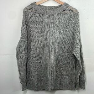 American Eagle Open knit crew neck pulloverer sweaterter gray Medium oversized